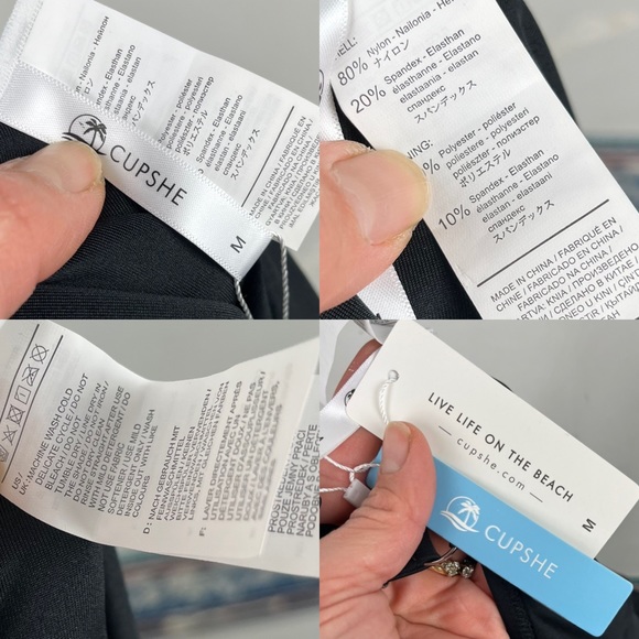 Cupshe Black One Piece Swimsuit Cheeky Swimwear Womens Medium NWT Argyle Tie - Picture 12 of 12